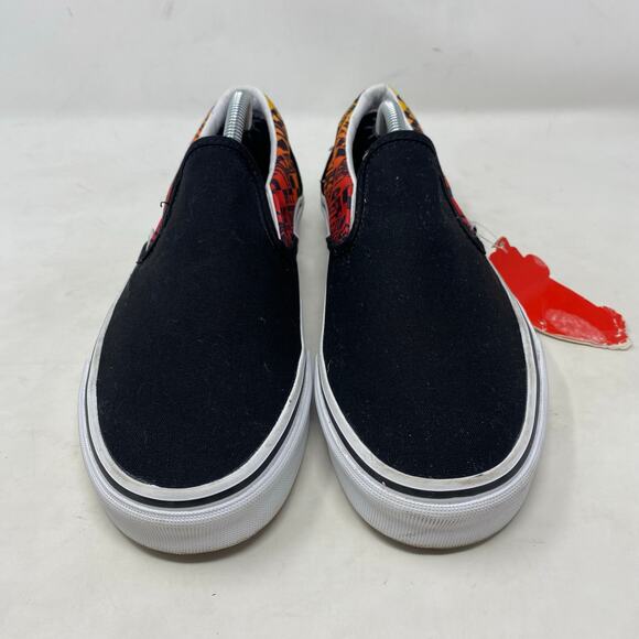 VANS Classic Slip-On Logo Flame Black Skate Shoes Womens Size 8.5 - Picture 3 of 8